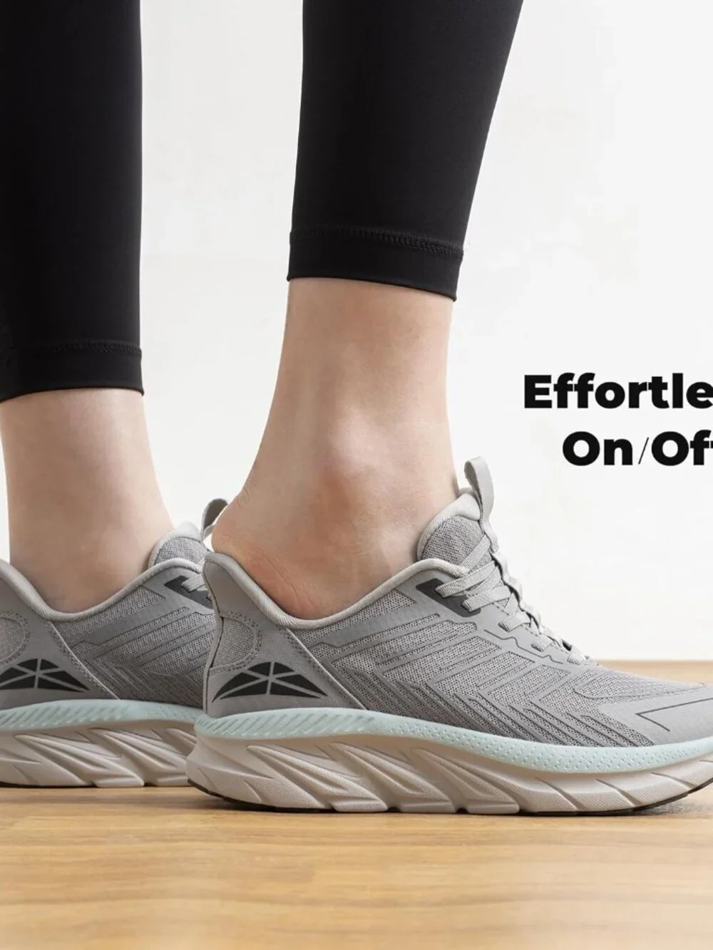 Women's Grey Slip On Walking Shoes Running Comfortable Breathable Sneakers